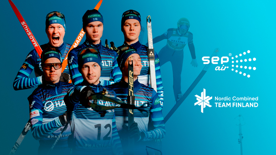 Imagen promocional del acuerdo entre SEP Air y el equipo nacional de esquí de Finlandia 