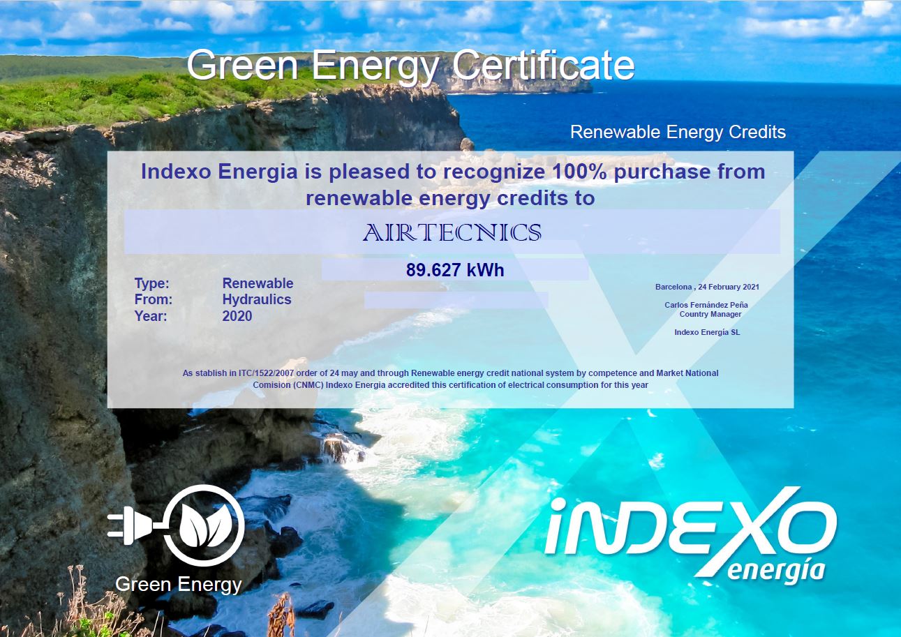 Green energy certificate for Airtècnics